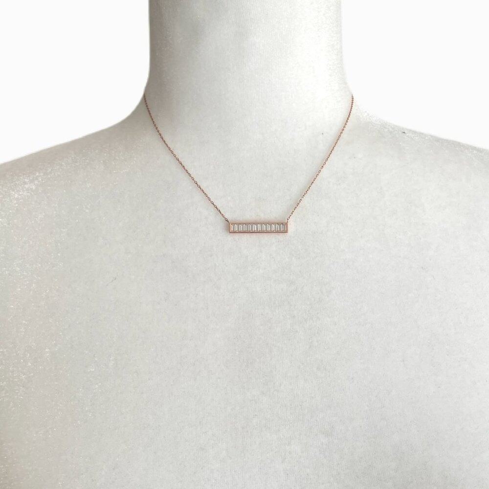 Pink Sterling Silver Bar Necklace - Picture 2 of 3